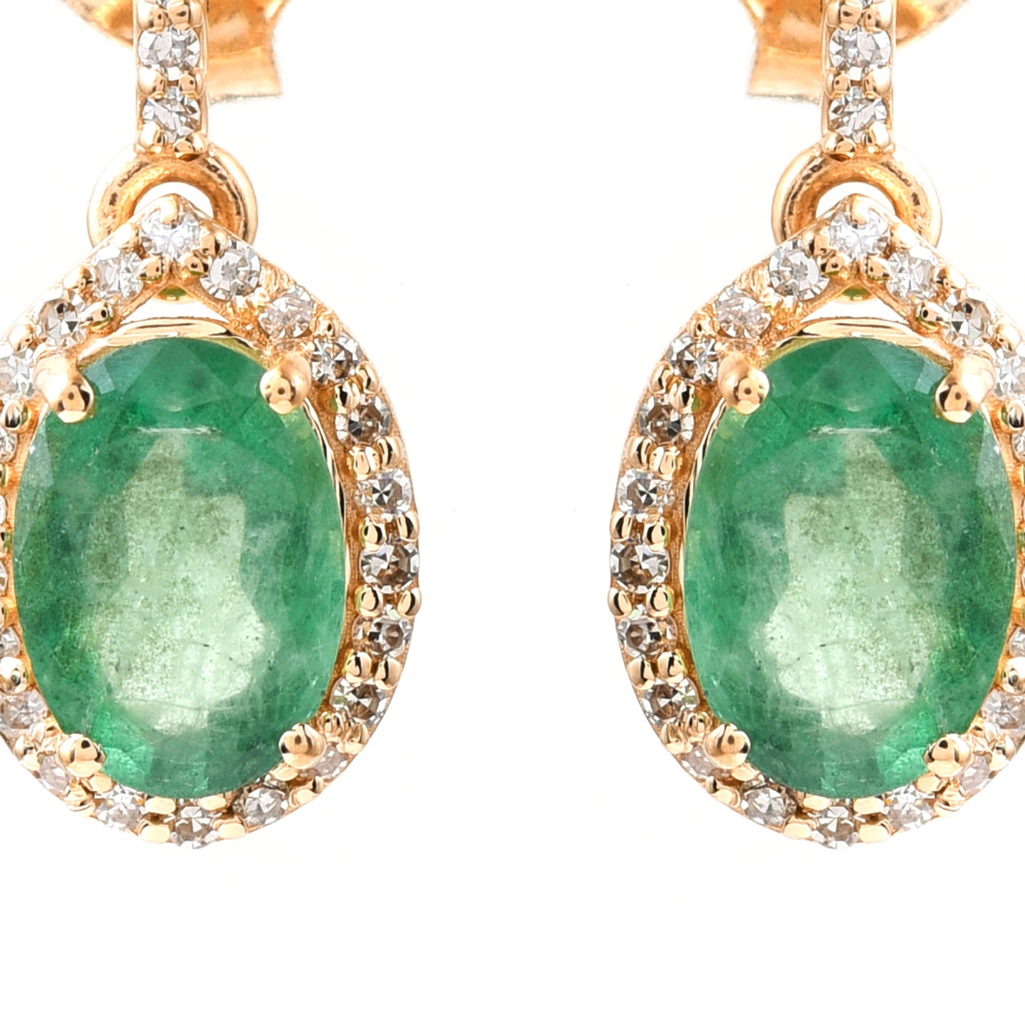 1.76 Ct Oval Emerald 14K Gold Earrings