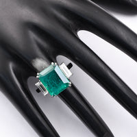 8.78 Ct Octagon Step Cut Natural Beryl Emerald 950 Platinum Ring