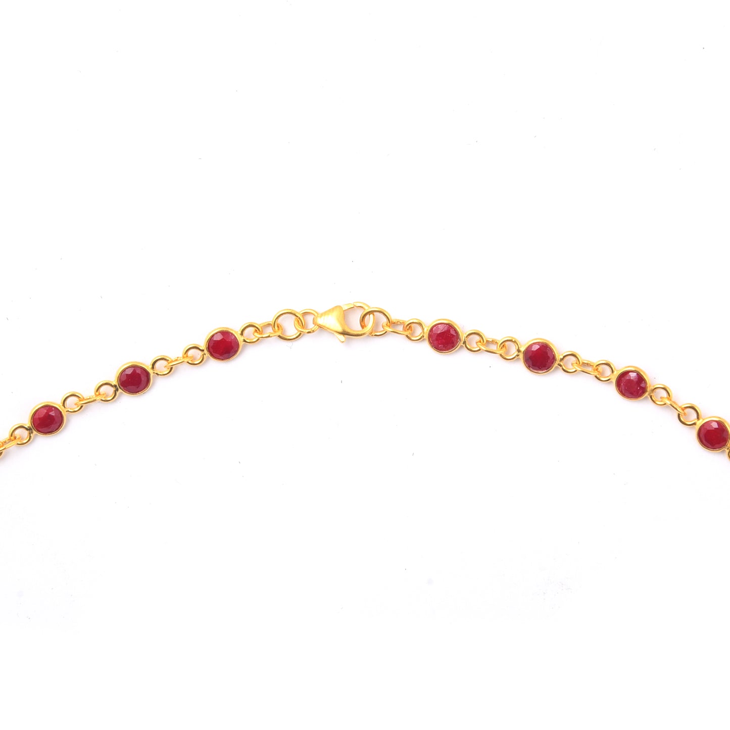 13.54 Ct Round Dyed Ruby 925 Sterling Silver Necklace