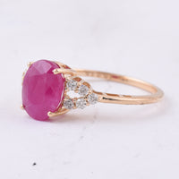 3.44 Ct Oval Natural Ruby 14K Gold Ring