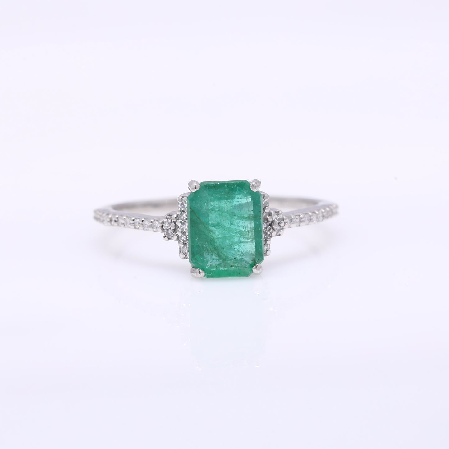 1.58 Ct Octagon Step Cut Natural Emerald 950 Platinum Ring