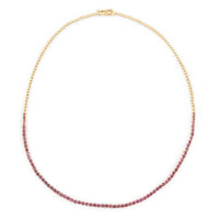 6.65 Ct Round Mixed Cut Natural Corundum Ruby 14K Gold Necklace