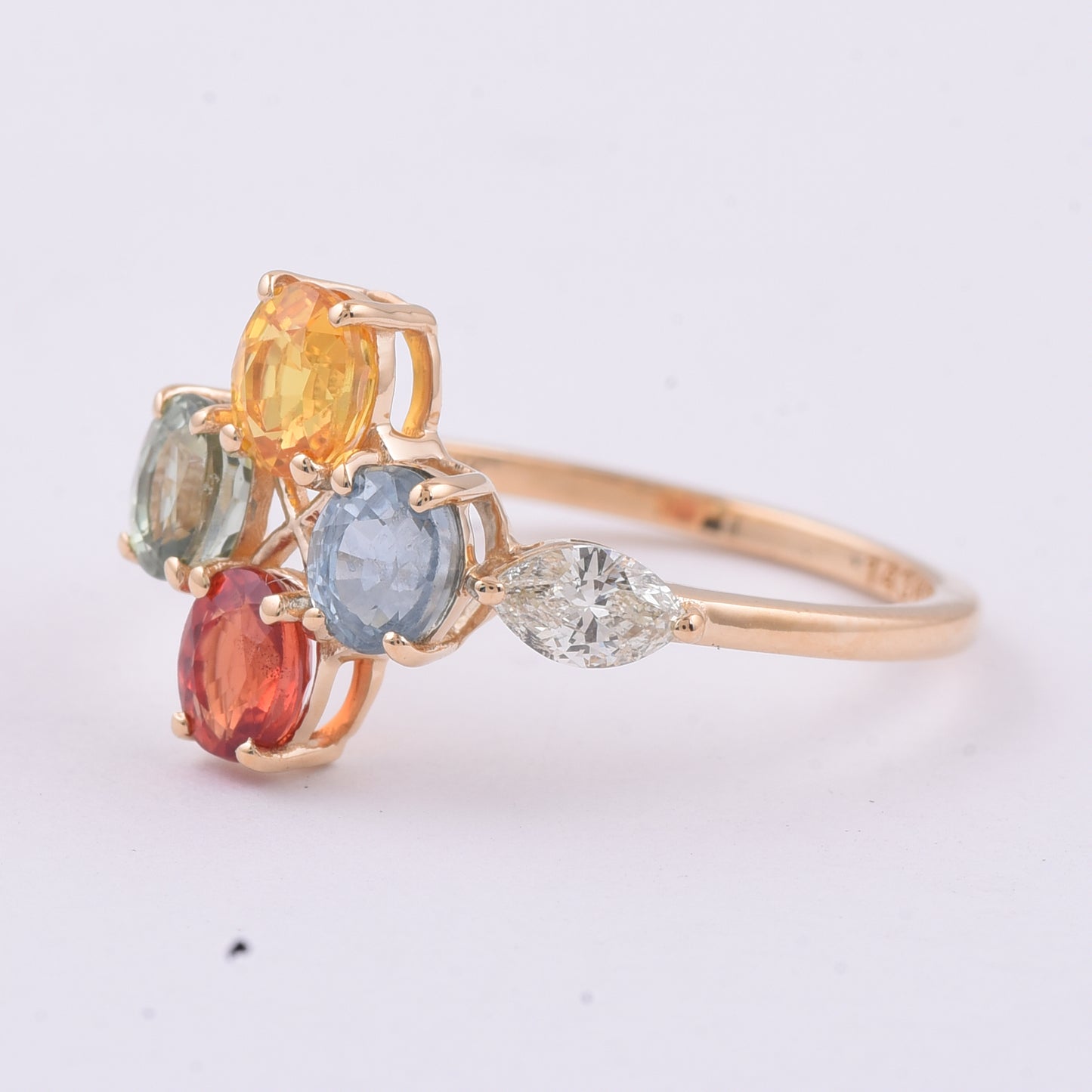 2.48 Ct Oval Natural Multi-Coloured Sapphire 14K Gold Ring