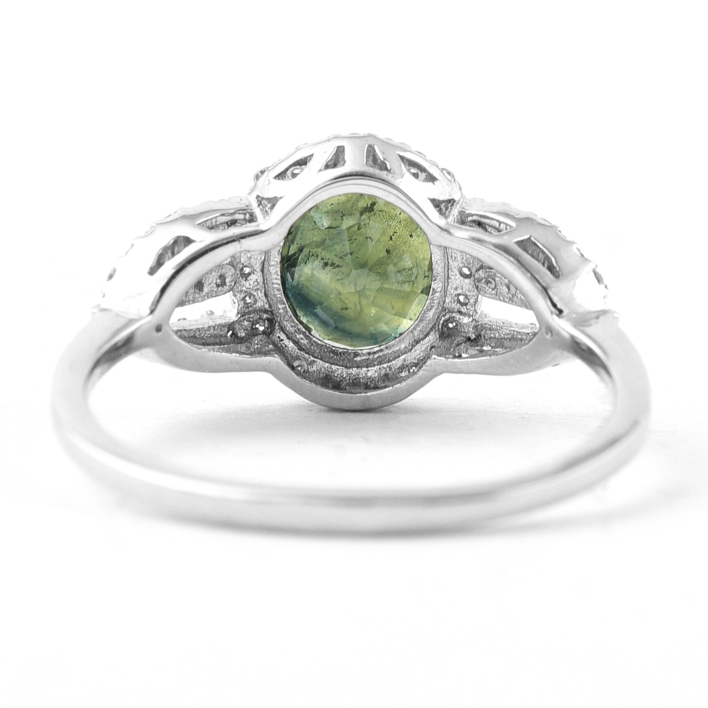 1.74 Ct Oval Mixed Cut Natural Green Sapphire 950 Platinum Ring