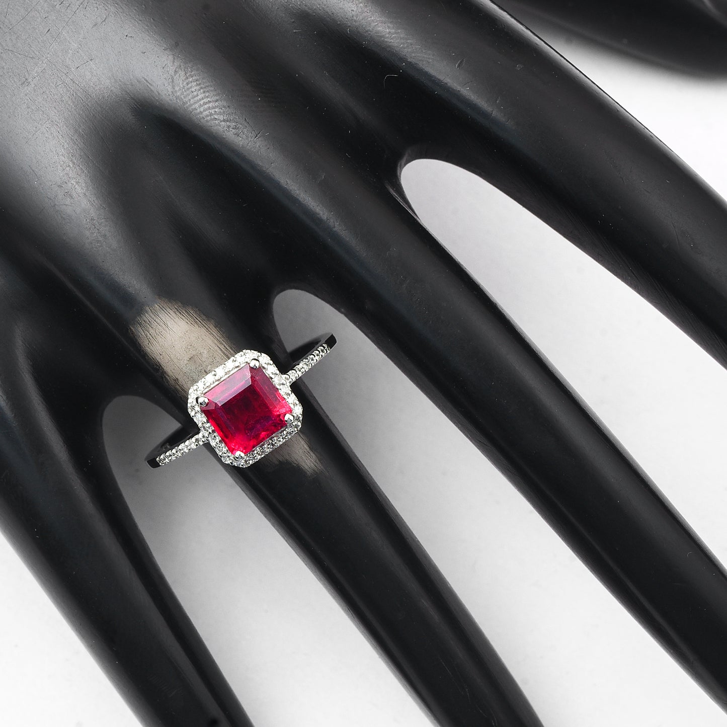 1.39 Ct Octagon Step Cut Natural Rubellite 950 Platinum Ring