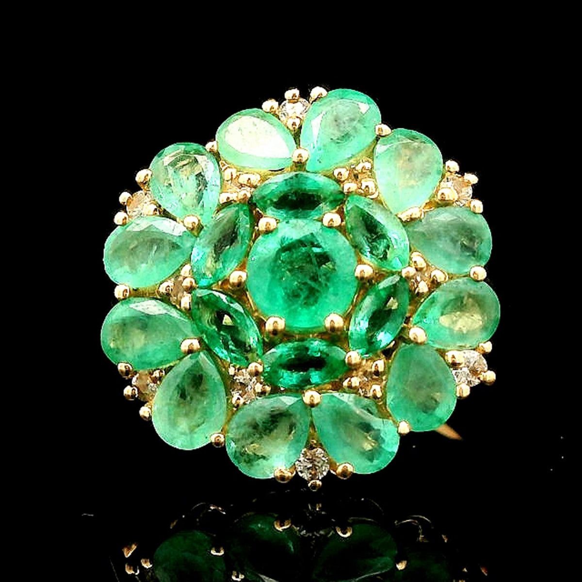 2.79 Ct Round Emerald 14K Gold Ring