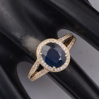 2.38 Ct Cushion Sapphire 9K Gold Ring