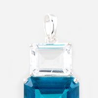 10.96 Ct Octagon Pariba Topaz, White Topaz, 925 Sterling Silver Pendant