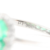 2.79 Ct Oval Mixed Cut, Round Mixed Cut Natural Emerald 950 Platinum Ring