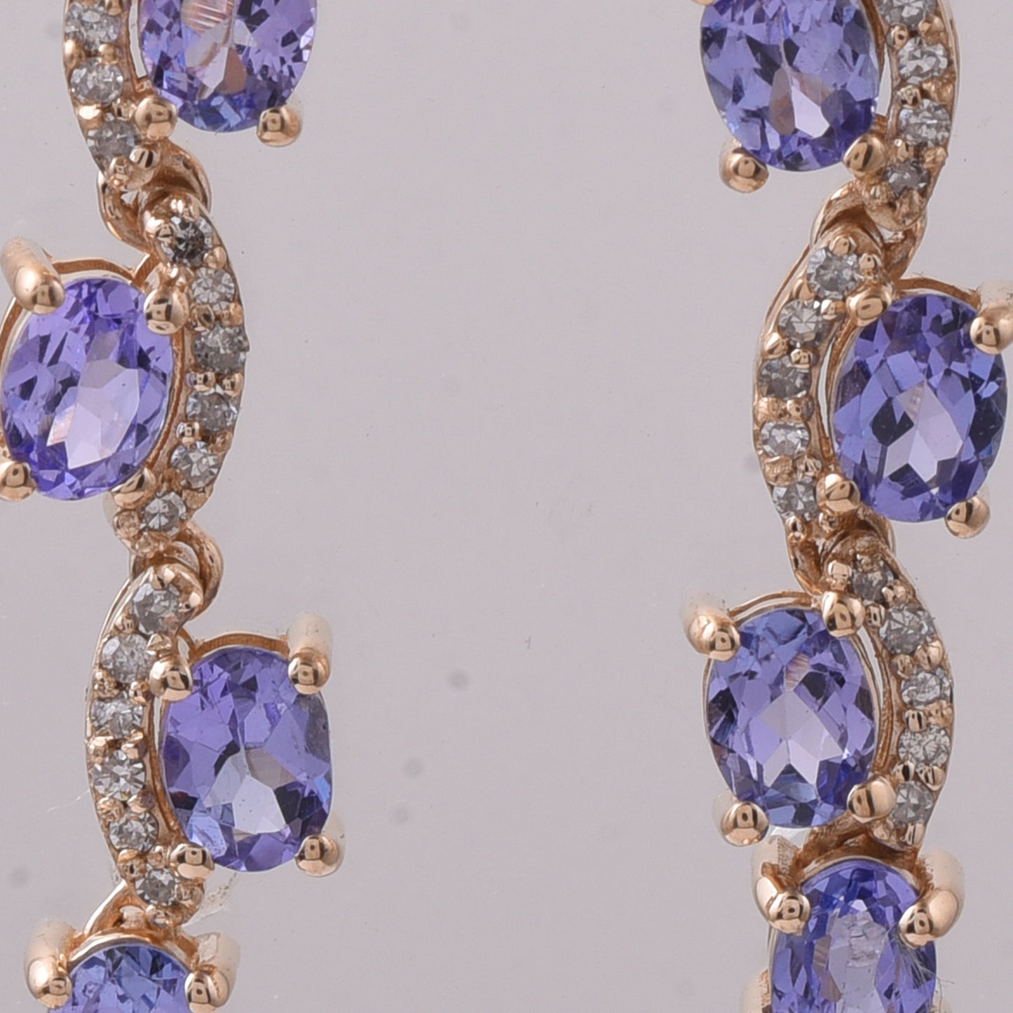 1.46 Ct Oval Mixed Cut Natural Tanzanite 14K Gold Earrings