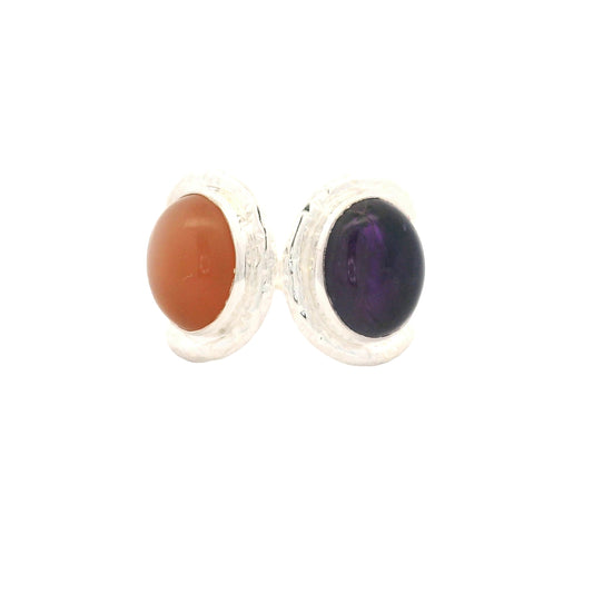 13.20 Ct Amethyst, Moonstone 925 Sterling Silver Ring
