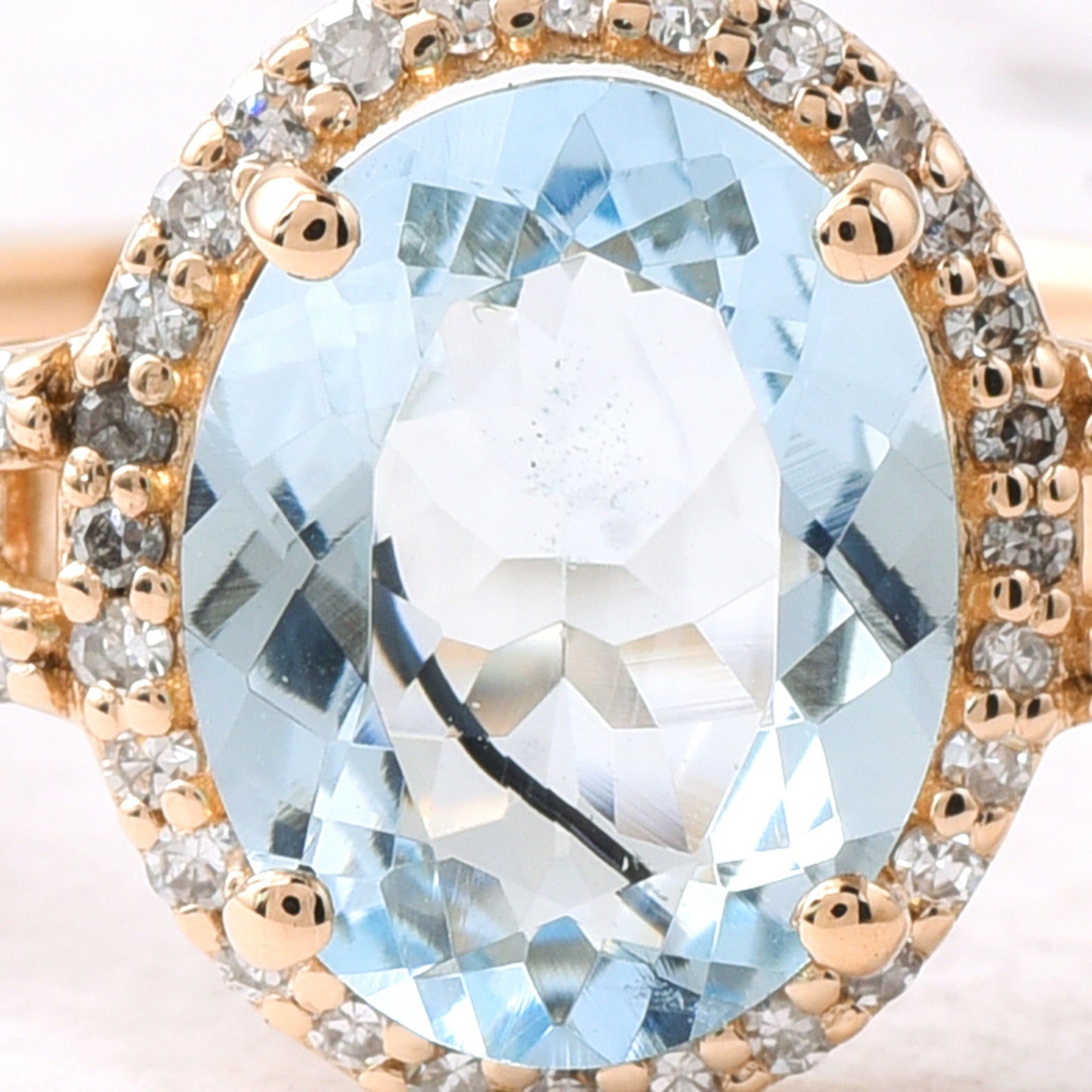 1.40 Ct Oval Mixed Cut Natural Aquamarine 14K Gold Ring