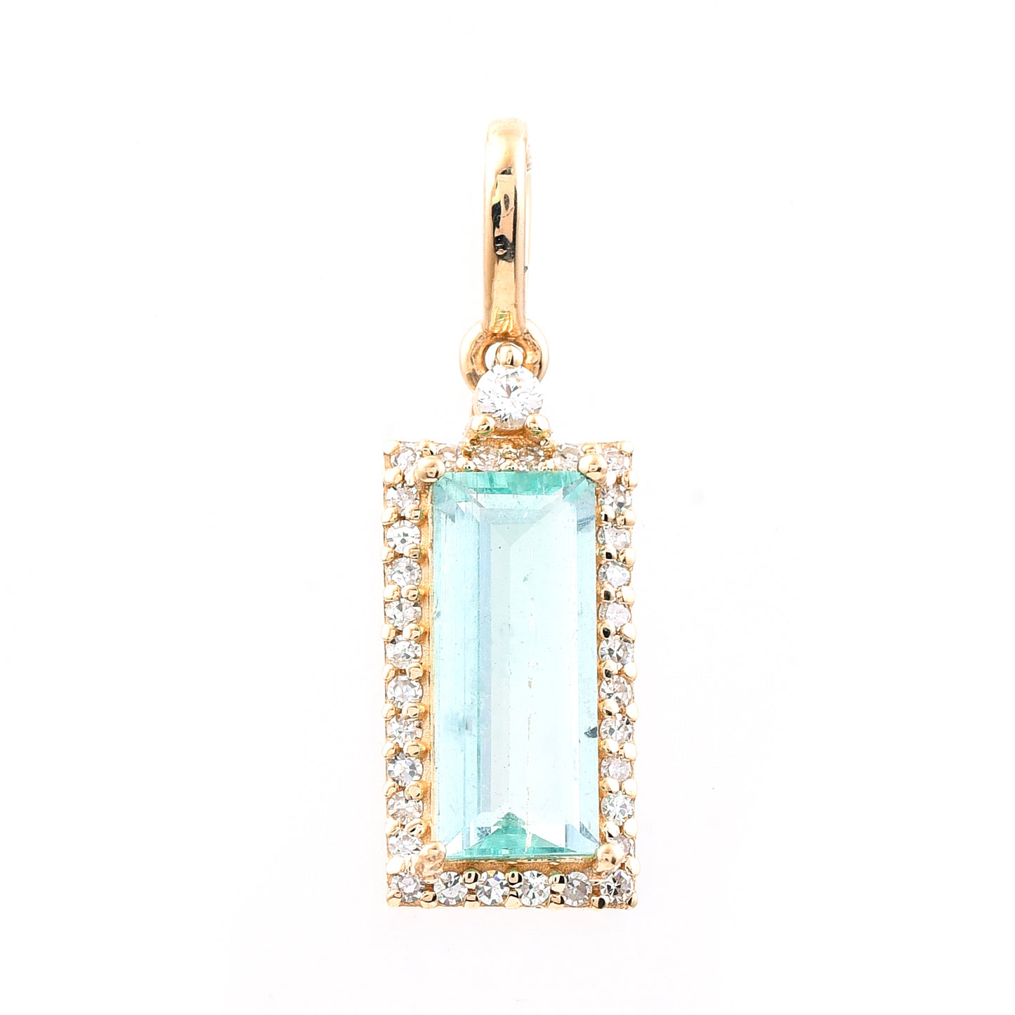 0.99 Ct Rectangle Step Cut Natural Emerald 14K Gold Pendant