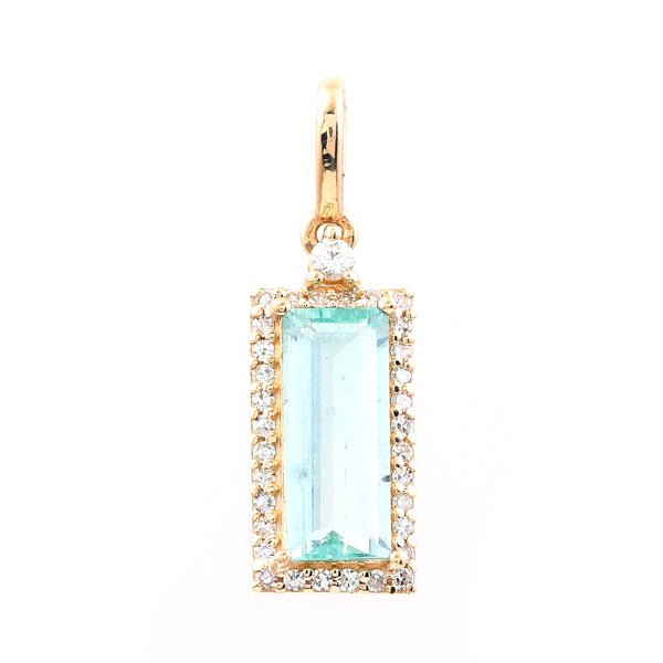 0.99 Ct Rectangle Step Cut Natural Emerald 14K Gold Pendant