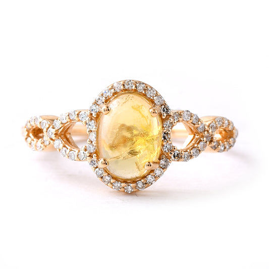 1.30 Ct Oval Cabochon Cut Natural Tourmaline 14K Gold Ring