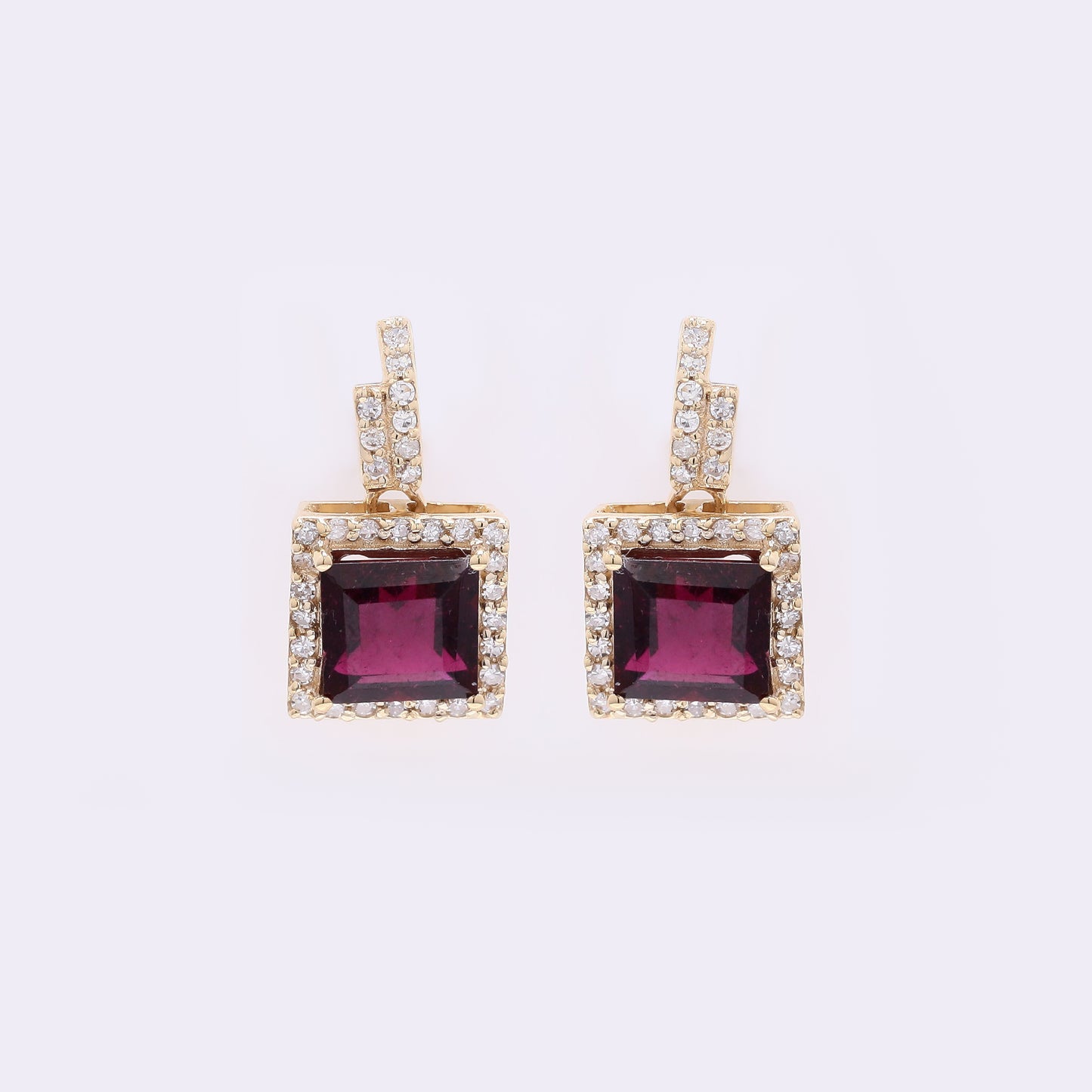 1.81 Ct Square Step Cut Natural Rubellite 14K Gold Earrings