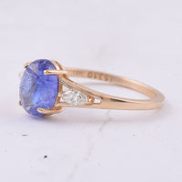 1.94 Ct Oval Cabochon Cut Natural Tanzanite 14K Gold Ring