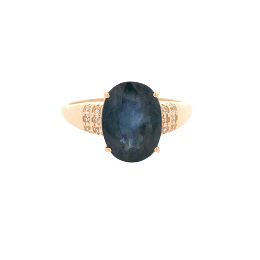 3.96 Ct Oval Sapphire 14K Gold Ring