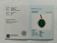 3.76 Ct Oval Mixed Cut Natural Emerald 14K Gold Pendant
