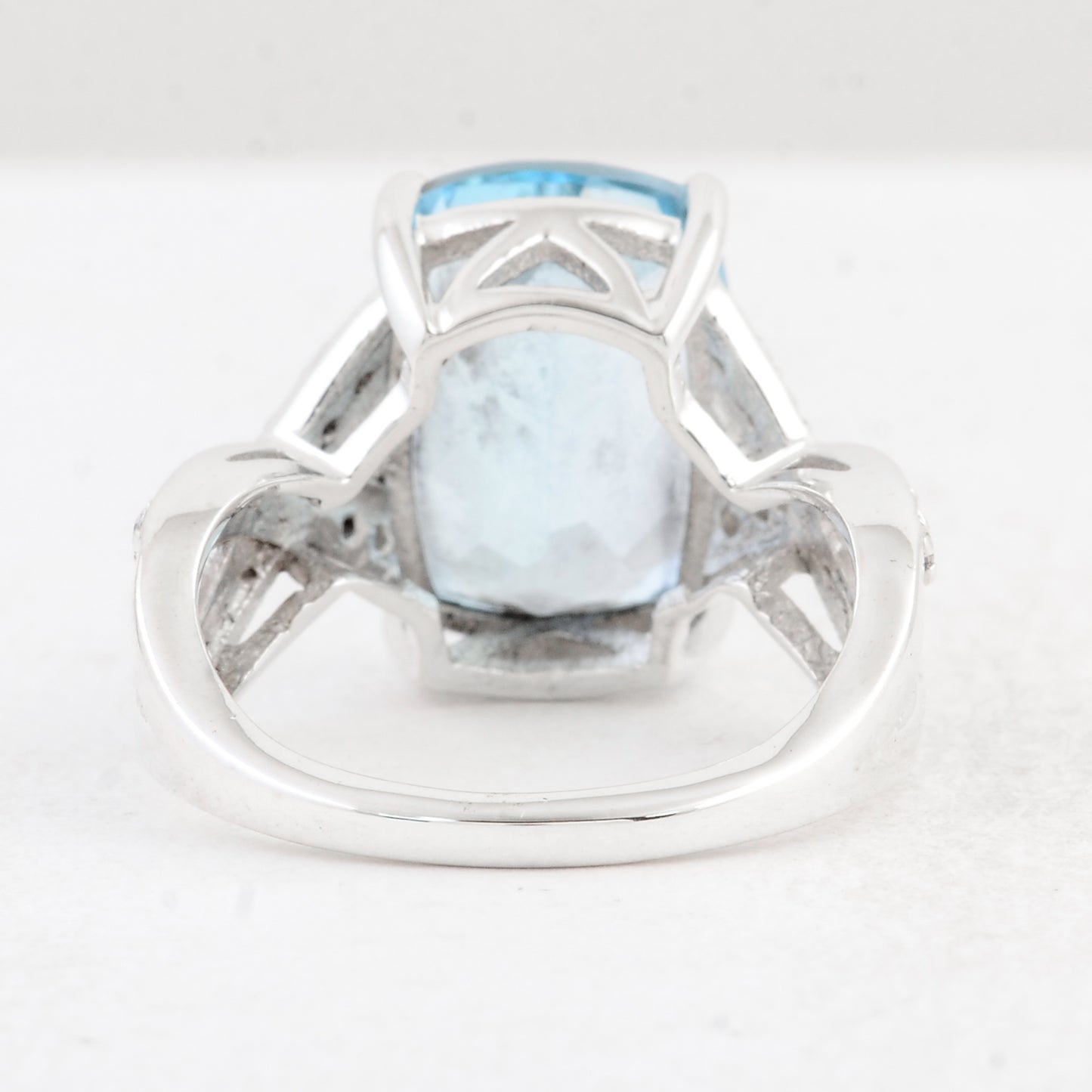 8.63 Ct Cushion Blue Topaz 925 Sterling Silver Ring