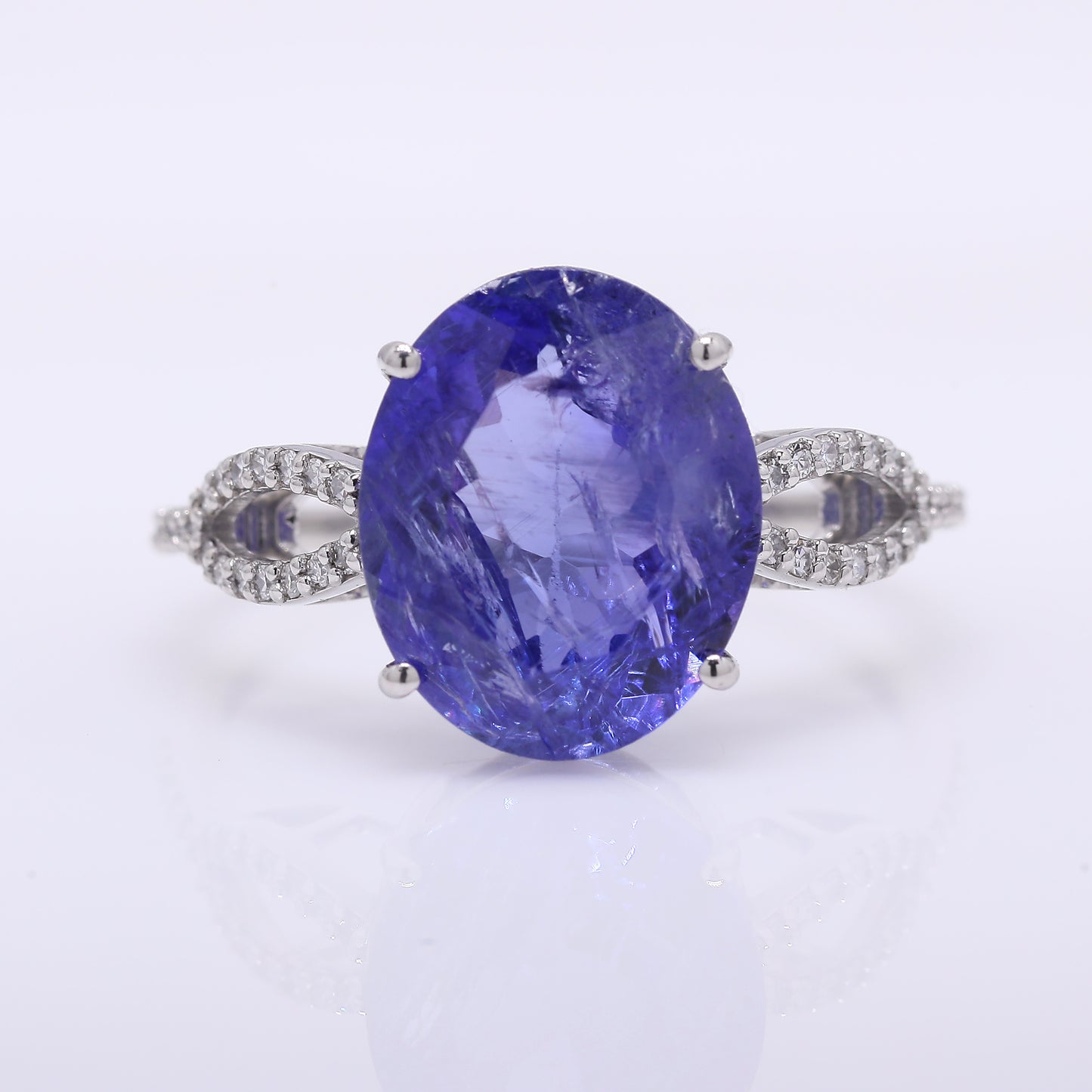 5.16 Ct Oval Mixed Cut Natural Tanzanite 950 Platinum Ring