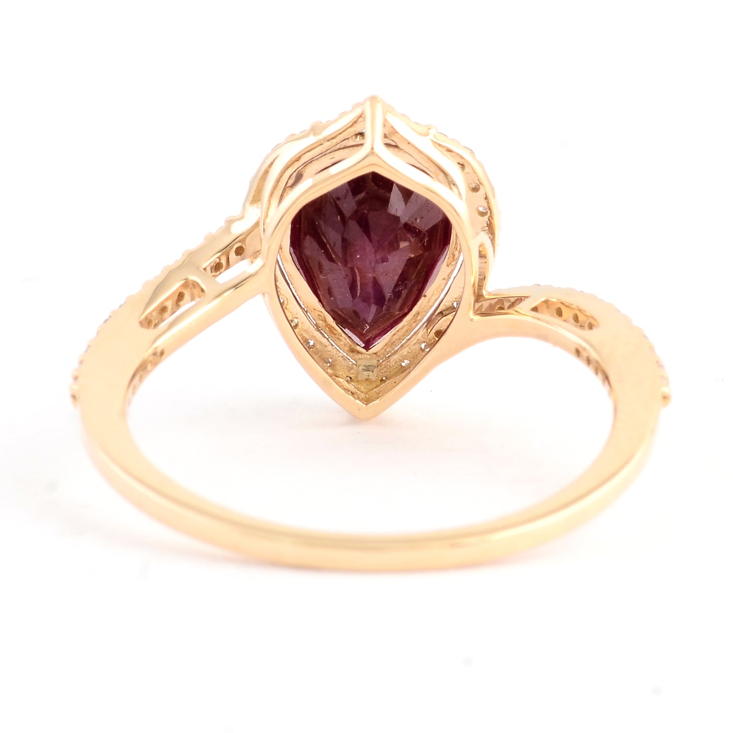 2.52 Ct Pear Mixed Cut Natural Corundum Ruby 14K Gold Ring