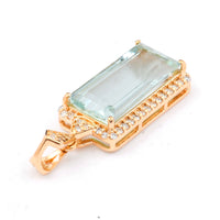 3.14 Ct Rectangle Step Cut Natural Aquamarine 14K Gold Pendant