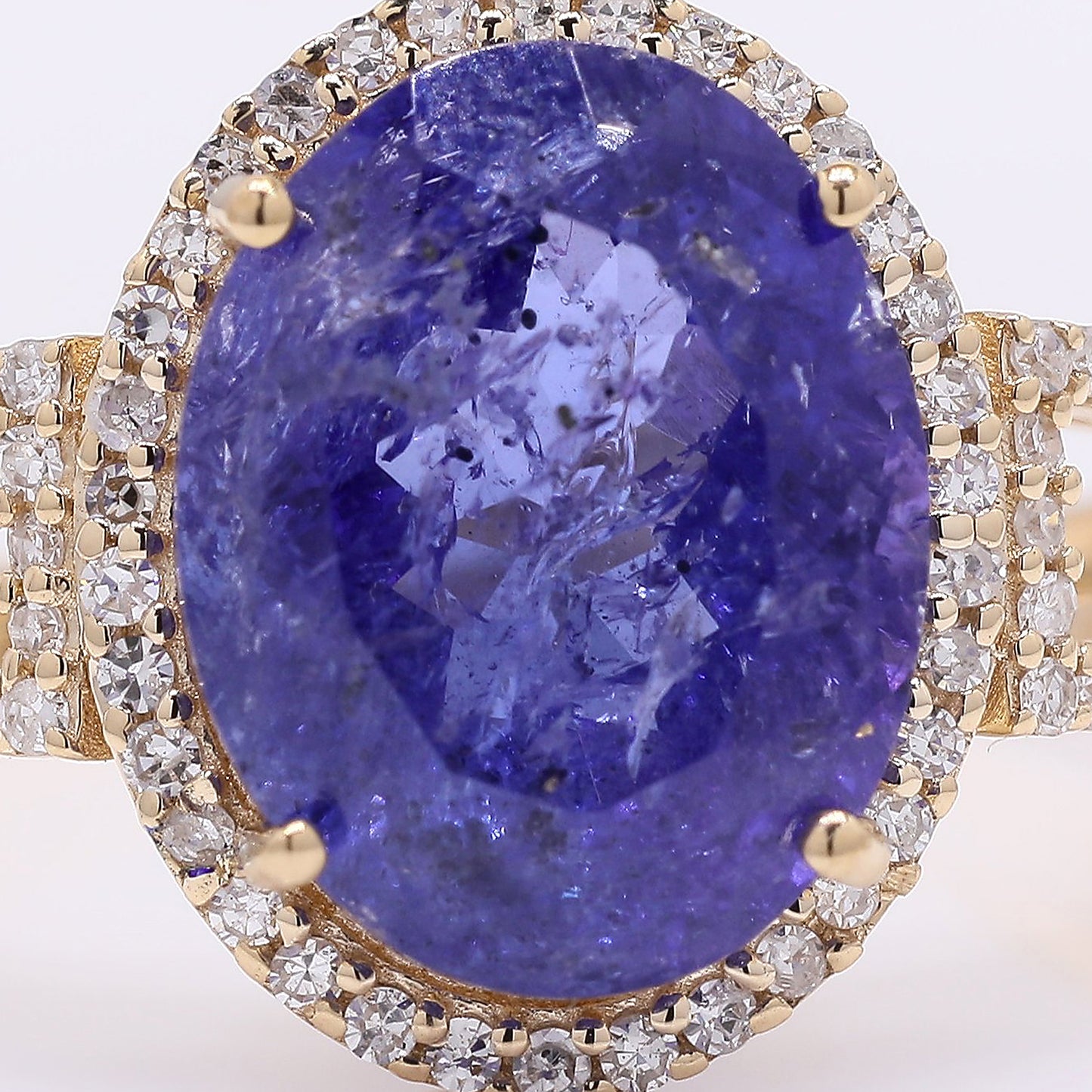 4.64 Ct Oval Mixed Cut Natural Tanzanite 14K Gold Ring
