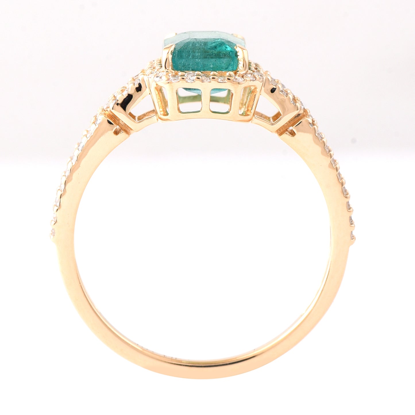1.82 Ct Octagon Step Cut Natural Emerald 14K Gold Ring
