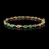 3.35 Ct Marquise Emerald 14K Gold Bracelet