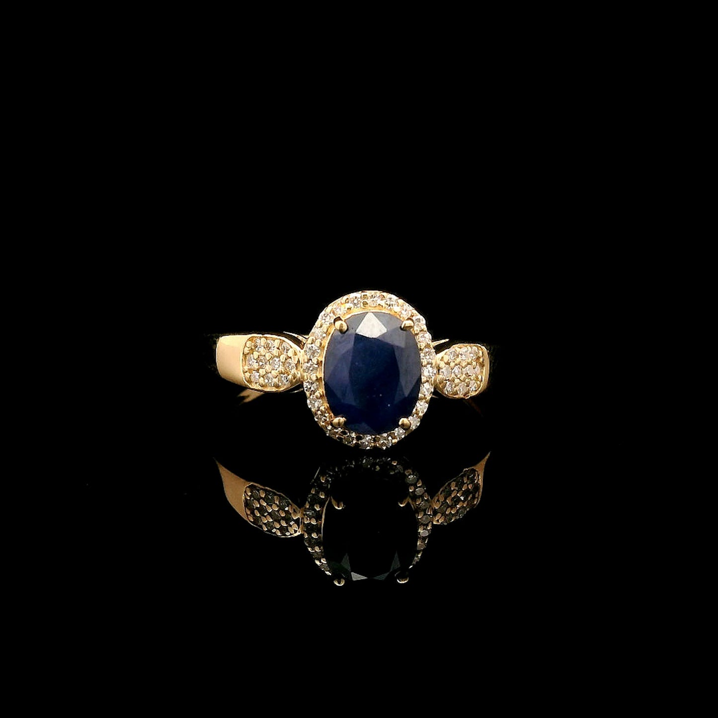 1.84 Ct Oval Mixed Cut Natural Sapphire 14K Gold Ring