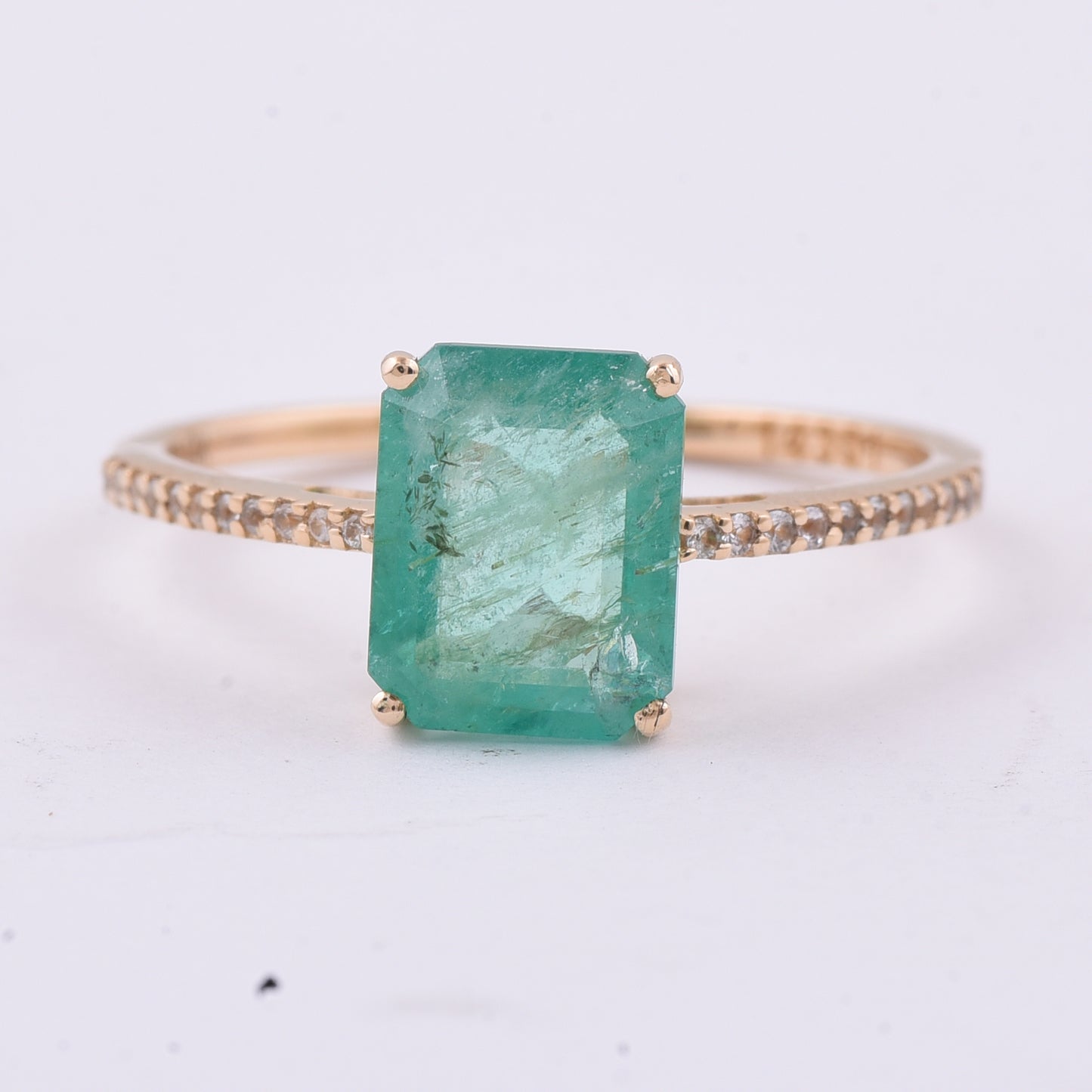 1.77 Ct Octagon Step Cut Natural Emerald 14K Gold Ring