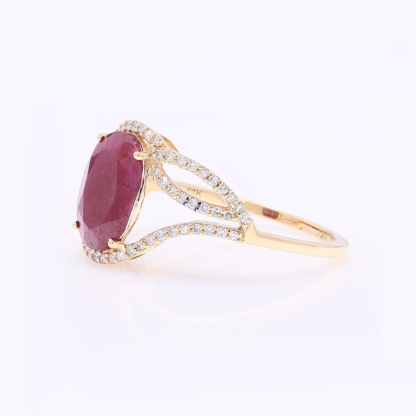 2.78 Ct Oval Mixed Cut Natural Ruby 14K Gold Ring
