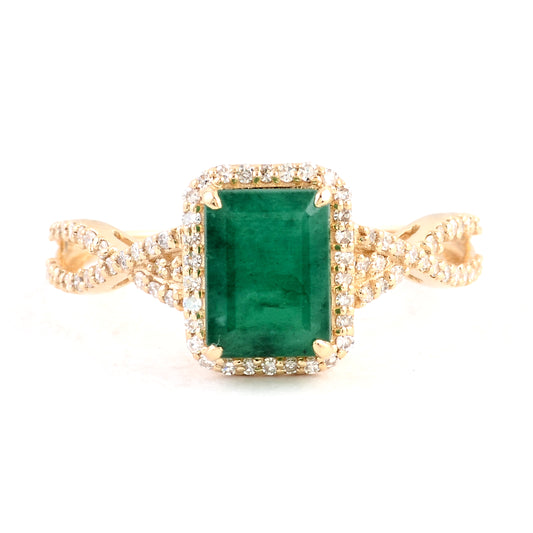 1.91 Ct Emerald Cut Natural Beryl Emerald 14K Gold Ring