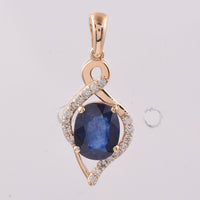 1.60 Ct Oval Natural Sapphire 14K Gold Pendant