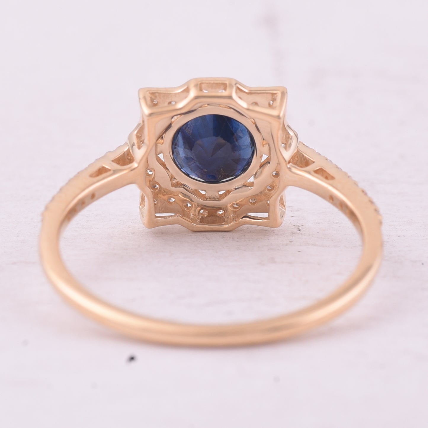 1.14 Ct Round Mixed Cut Natural Sapphire 14K Gold Ring