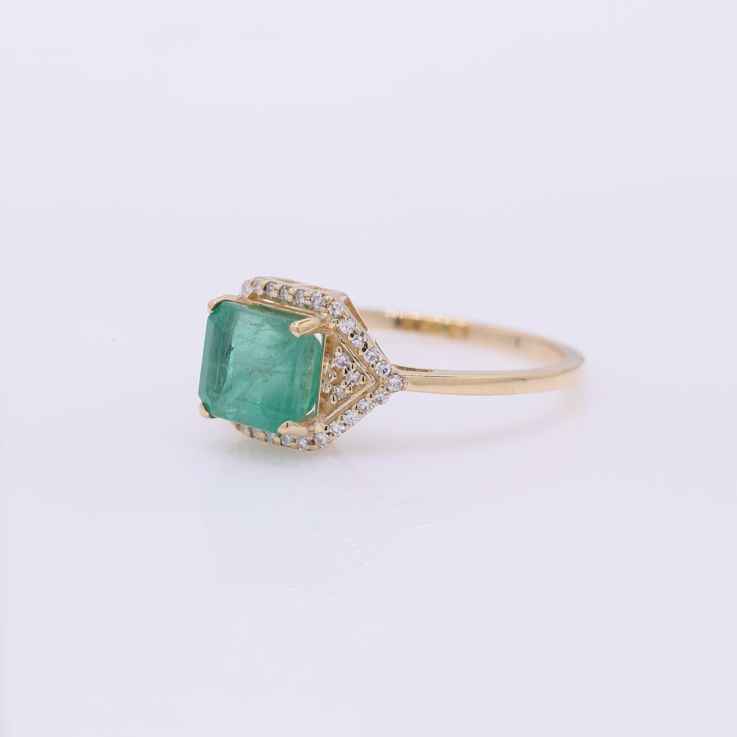 1.88 Ct Octagon Step Cut Natural Emerald 14K Gold Ring
