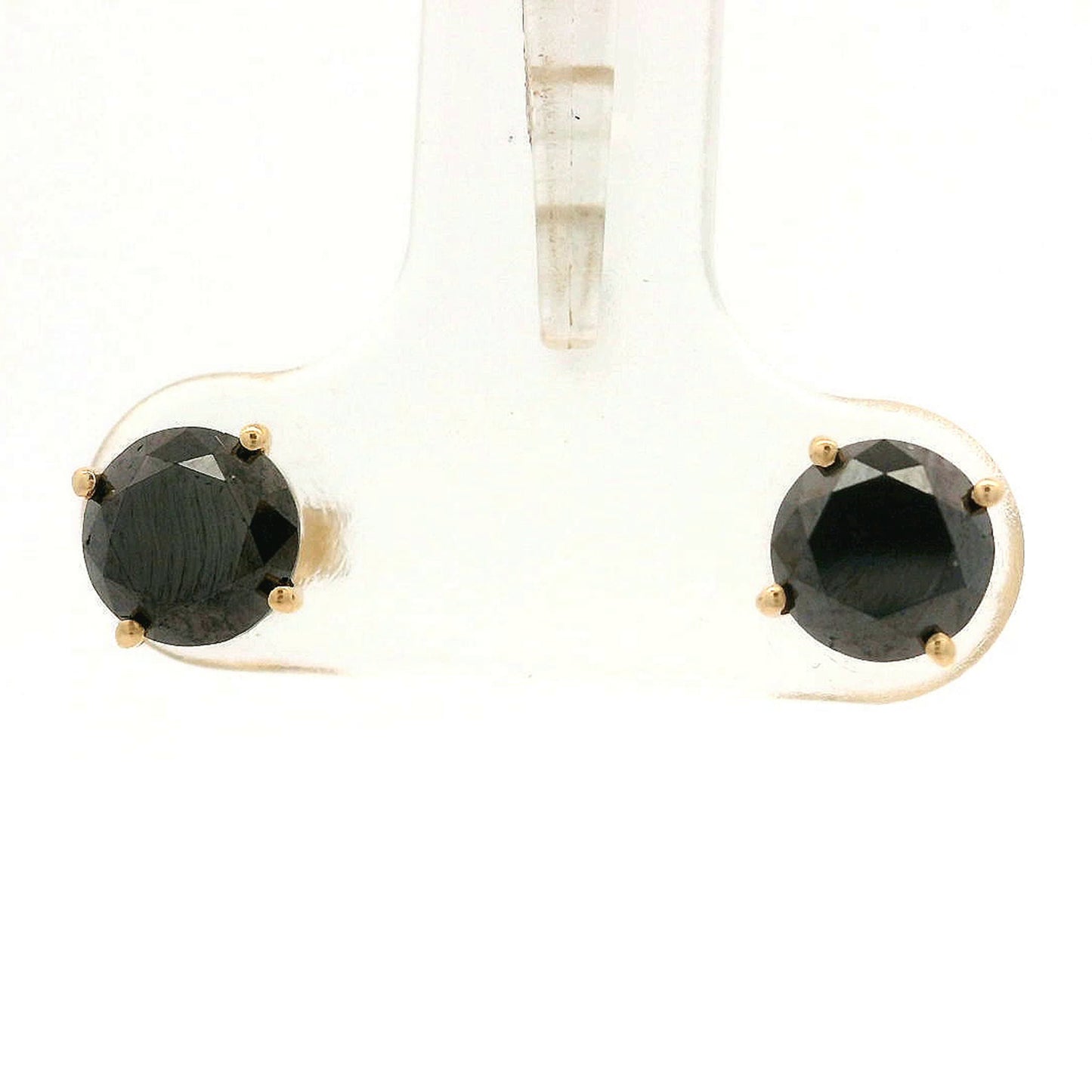 1.78 Ct Round Black Diamond 14K Gold Earrings