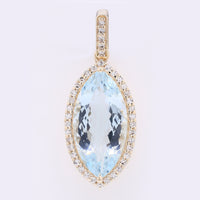 2.63 Ct Marquise Mixed Cut Natural Aquamarine 14K Gold Pendant