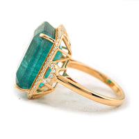 17.80 Ct Emerald Cut Natural Beryl Emerald 18K Gold Ring