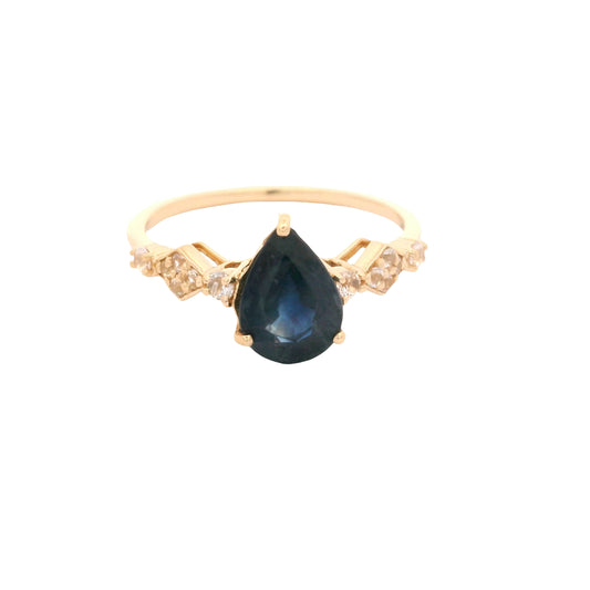2.05 Ct Pear Sapphire 14K Gold Ring