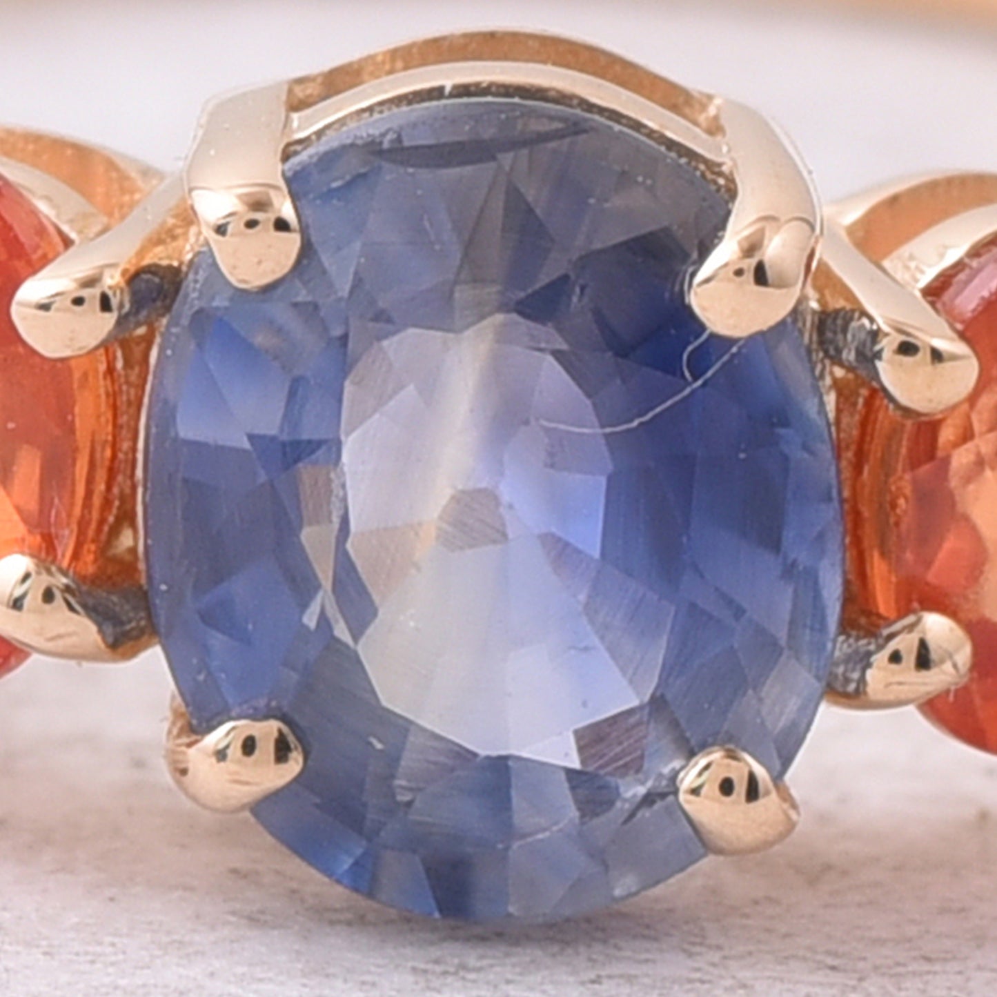 2.17 Ct Oval Natural Multi-Coloured Sapphire 14K Gold Ring