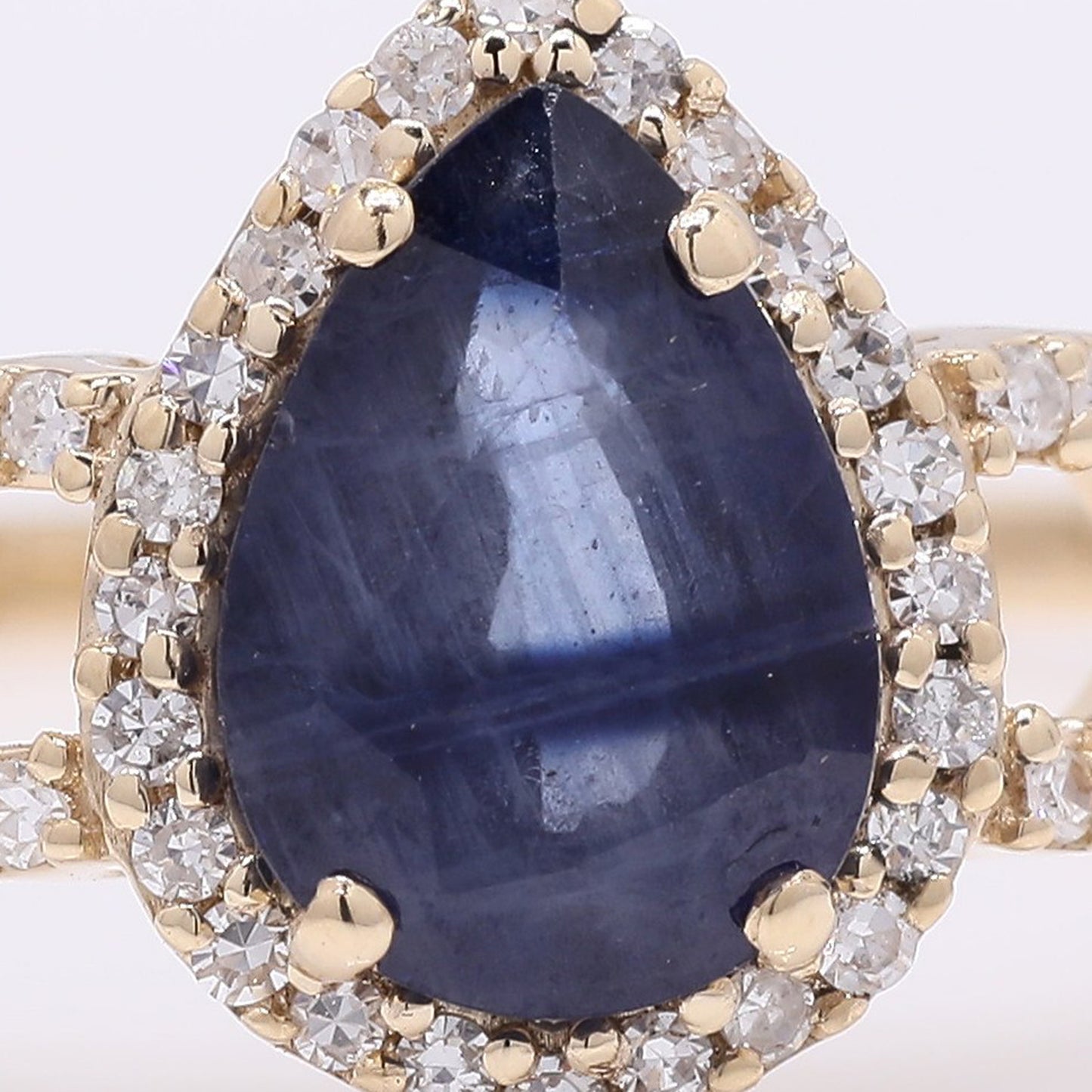 1.56 Ct Pear Mixed Cut Natural Sapphire 14K Gold Ring