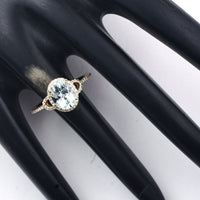 1.56 Ct Oval Mixed Cut Natural Aquamarine 14K Gold Ring