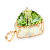 13.73 Ct Trillion Natural Eridot 14K Gold Pendant