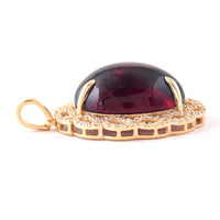 14.43 Ct Oval Cabochon Cut Natural Tourmaline 14K Gold Pendant