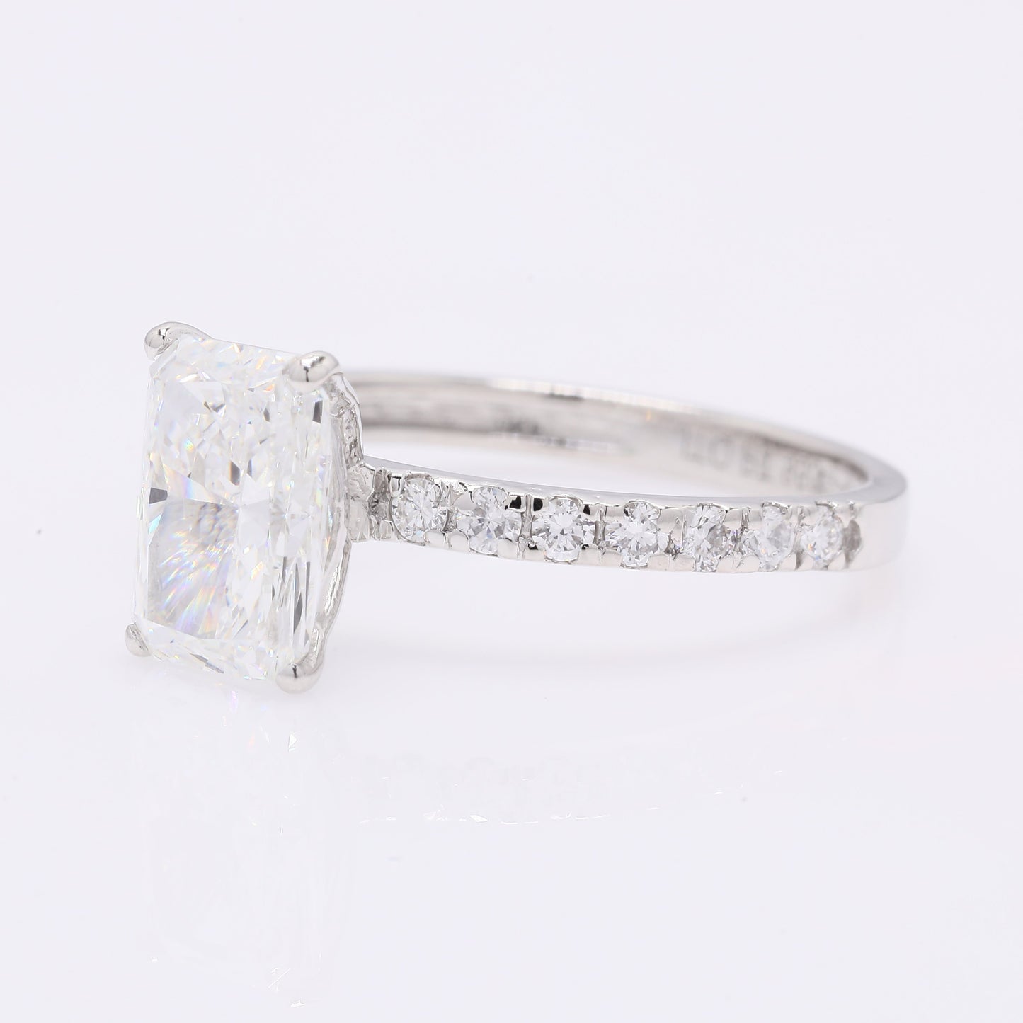 2.19 Ct Cut Cornere Rectangular Modifie Brilliant Lab Grown Diamond 950 Platinum Ring