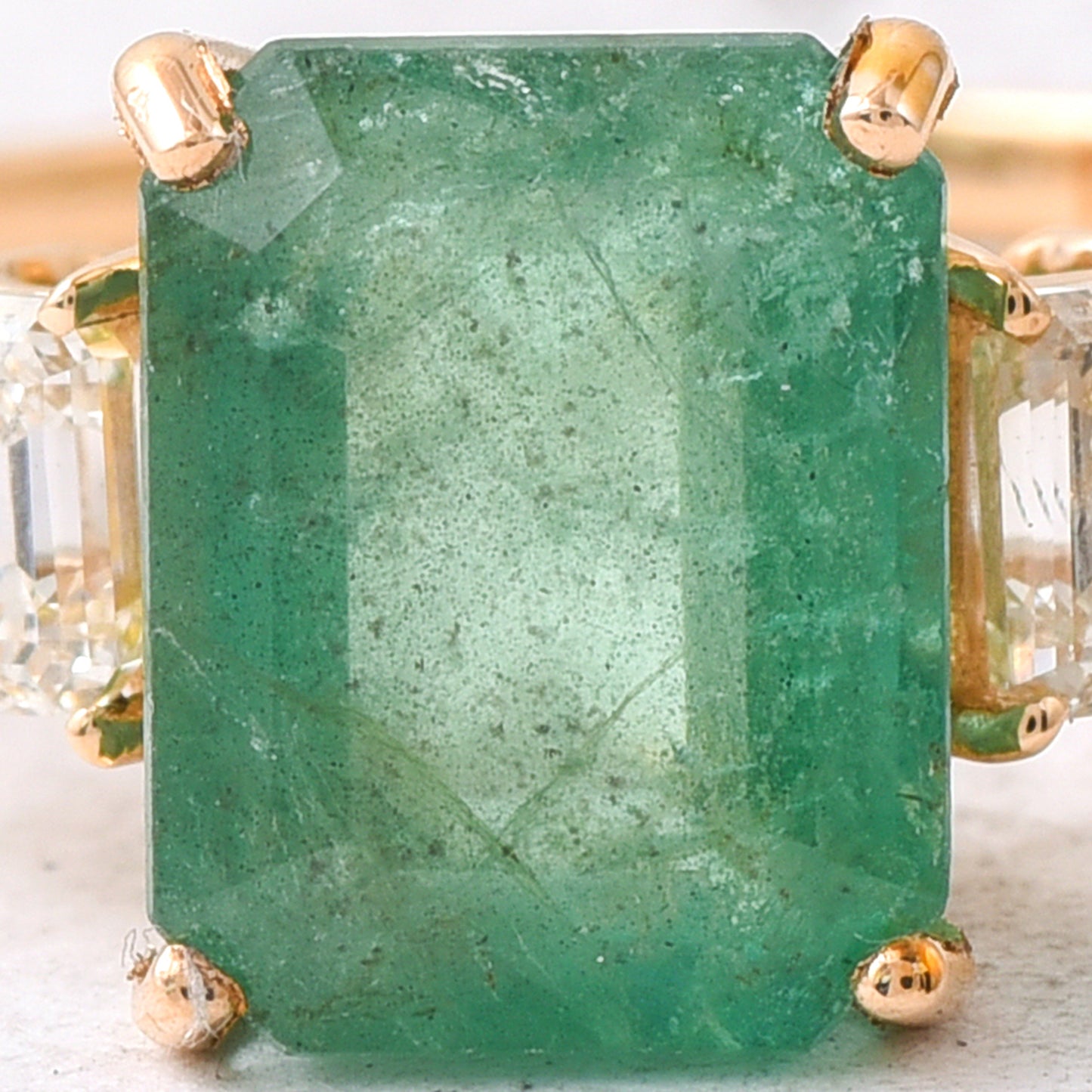 3.61 Ct Octagon Emerald 14K Gold Ring