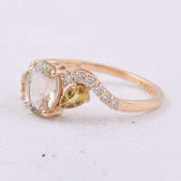 1.76 Ct Pear, Oval Natural Multi-Coloured Tourmaline 14K Gold Ring
