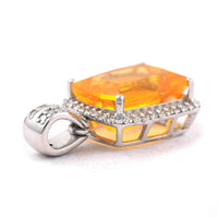 2.90 Ct Cushion Mixed Cut Natural Fire Opal 950 Platinum Pendant